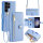 Handykette Samsung Hülle mit Band Handyhülle Kartenfächer PU Leder Umhängetasche Galaxy S23 Ultra Hellblau