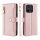 Handykette Xiaomi Hülle mit Band Handyhülle Kartenfächer PU Leder Umhängetasche Redmi 12C Rosa