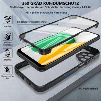 360° Grad Hülle für Samsung Galaxy A13 4G vollschutz Integriertem Displayschutz Schwarz