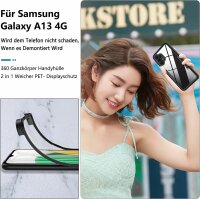360° Grad Hülle für Samsung Galaxy A13 4G vollschutz Integriertem Displayschutz Schwarz