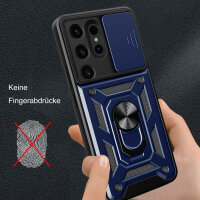 Outdoor Panzer Hülle für Samsung Galaxy S24 Ultra mit Kameraschutz Ringhalter Blau