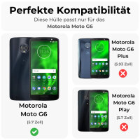 Handy Tasche Lenovo Motorola Panzer Hülle Hybrid Case Cover Schutzhülle Bumper Motorola Moto G6 Blau