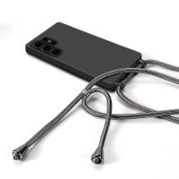 Handykette für Samsung Hanyhülle mit Band Hülle mit Kodel Smartphone Halskette Galaxy S24 Ultra Schwarz