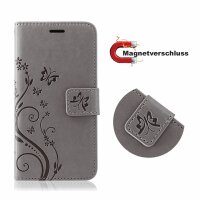 Handy Tasche ZTE Blade Hülle Schutzhülle Klapphülle Flip Case Buchhülle Etui TPU Blade A51 Grau