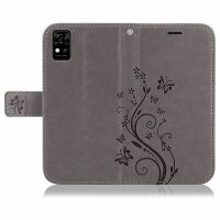 Handy Tasche ZTE Blade Hülle Schutzhülle Klapphülle Flip Case Buchhülle Etui TPU Blade A51 Grau