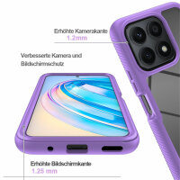 Hülle für Honor X8A, Handyhülle 2-teilig 360° Grad Hülle mit Displayschutz Glas  Lila