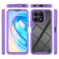 Hülle für Honor X8A, Handyhülle 2-teilig 360° Grad Hülle mit Displayschutz Glas  Lila