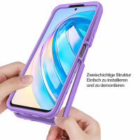 Hülle für Honor X8A, Handyhülle 2-teilig 360° Grad Hülle mit Displayschutz Glas  Lila