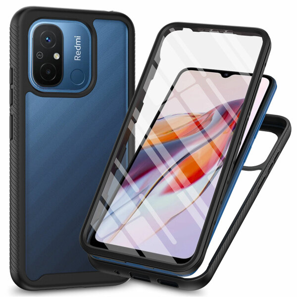 Panzer Hülle Handy Tasche 360 Grad TPU vollschutz mit Integriertem Displayschutz Xiaomi Redmi 12C