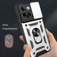 Outdoor Panzer Hülle Xiaomi 14 Handyhülle mit Kameraschutz Ringhalter Backcover Silber