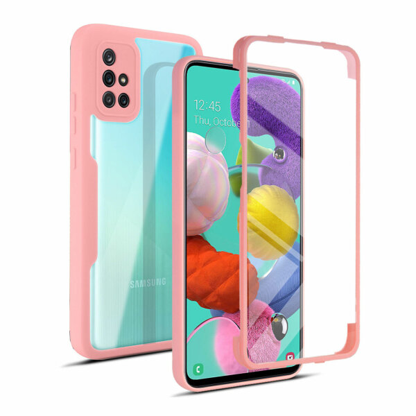 360° Grad Hülle für Samsung Galaxy A51 vollschutz Integriertem Displayschutz Rosa