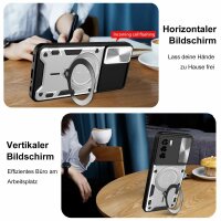 Outdoor Panzer Hülle für ZTE Handyhülle mit Slide Kameraschutz Ringhalter Bumper Blade A51 Silber