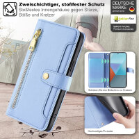 Handykette Xiaomi Hülle mit Band Handyhülle Kartenfächer PU Leder Umhängetasche Redmi Note 13 Pro 5G Hellblau