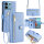 Handykette Xiaomi Hülle mit Band Handyhülle Kartenfächer PU Leder Umhängetasche Redmi Note 13 Pro 5G Hellblau