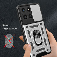 Outdoor Panzer Hülle Honor X6A Handyhülle mit Slide Kameraschutz Ringhalter Silber