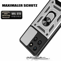 Outdoor Panzer Hülle Honor X6A Handyhülle mit Slide Kameraschutz Ringhalter Silber