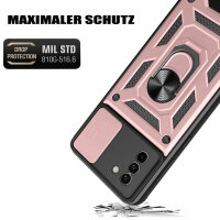 Outdoor Panzer Hülle Nokia G11 G21 Handyhülle mit Slide Kameraschutz Ringhalter Rosegold