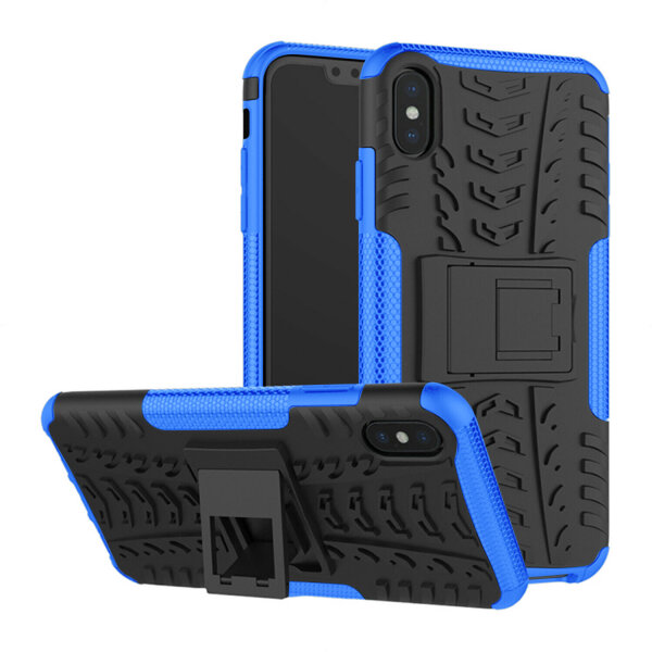 Handy Tasche für Apple iPhone Panzer Cover Case Schutz Hülle Etui Schale Bumper Apple iPhone X / XS Blau
