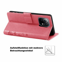 Xiaomi Handy Tasche Handyhülle Schutz Hülle Blumen Flip Cover Wallet Case Etui Xiaomi Mi 11 5G Pink