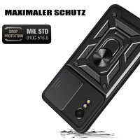 Outdoor Panzer Hülle für Samsung Galaxy Xcover 7 mit Kameraschutz Ringhalter Bumper Schwarz