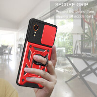 Outdoor Panzer Hülle für Samsung Galaxy Xcover 7 mit Kameraschutz Ringhalter Bumper Rot