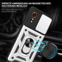 Outdoor Panzer Hülle für Samsung Galaxy Xcover 7 mit Kameraschutz Ringhalter Bumper Silber
