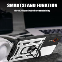 Outdoor Panzer Hülle für Samsung Galaxy Xcover 7 mit Kameraschutz Ringhalter Bumper Silber