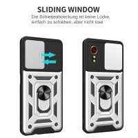 Outdoor Panzer Hülle für Samsung Galaxy Xcover 7 mit Kameraschutz Ringhalter Bumper Silber