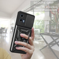 Outdoor Panzer Hülle Motorola Moto G04 G24 E14 Handyhülle mit Kameraschutz Ringhalter Schwarz