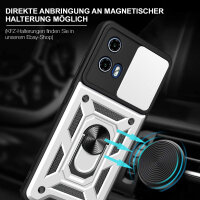 Outdoor Panzer Hülle Motorola Moto G04 G24 E14 Handyhülle mit Kameraschutz Ringhalter Silber