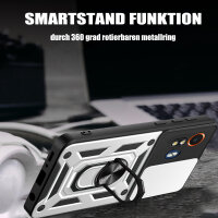 Outdoor Panzer Hülle Motorola Moto G04 G24 E14 Handyhülle mit Kameraschutz Ringhalter Silber