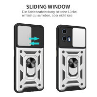 Outdoor Panzer Hülle Motorola Moto G04 G24 E14 Handyhülle mit Kameraschutz Ringhalter Silber