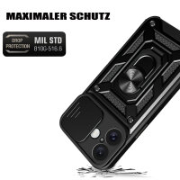 Handyhülle für Apple iPhone 16 – Ring Panzer Case Schwarz