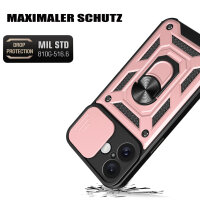 Handyhülle für Apple iPhone 16 – Ring Panzer Case Roségold