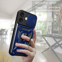 Handyhülle für Apple iPhone 16 – Ring Panzer Case Blau
