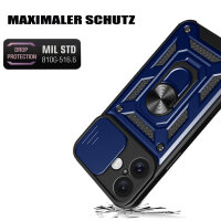 Handyhülle für Apple iPhone 16 – Ring Panzer Case Blau