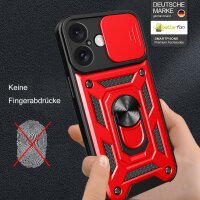 Handyhülle für Apple iPhone 16 – Ring Panzer Case Rot