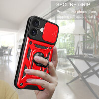 Handyhülle für Apple iPhone 16 – Ring Panzer Case Rot