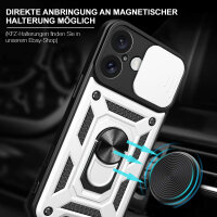 Handyhülle für Apple iPhone 16 – Ring Panzer Case Silber