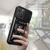 Handyhülle für Apple iPhone 16 Pro – Ring Panzer Case Schwarz