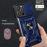 Handyhülle für Apple iPhone 16 Pro – Ring Panzer Case Blau