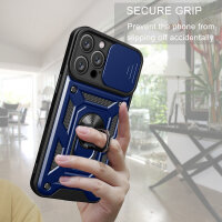 Handyhülle für Apple iPhone 16 Pro – Ring Panzer Case Blau