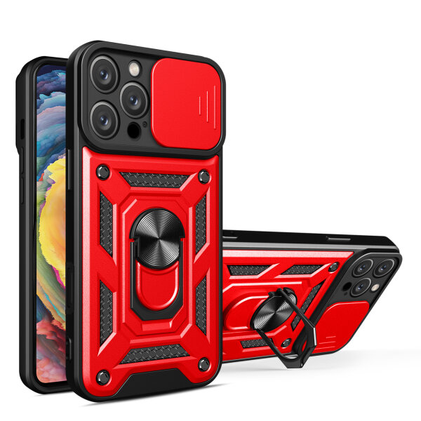 Handyhülle für Apple iPhone 16 Pro – Ring Panzer Case Rot