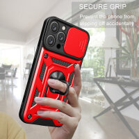 Handyhülle für Apple iPhone 16 Pro – Ring Panzer Case Rot
