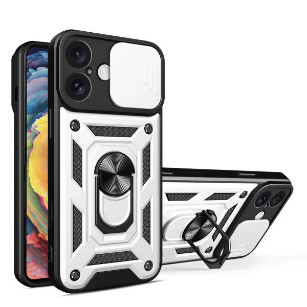 Handyhülle für Apple iPhone 16 Plus – Panzer Cover Case Silber