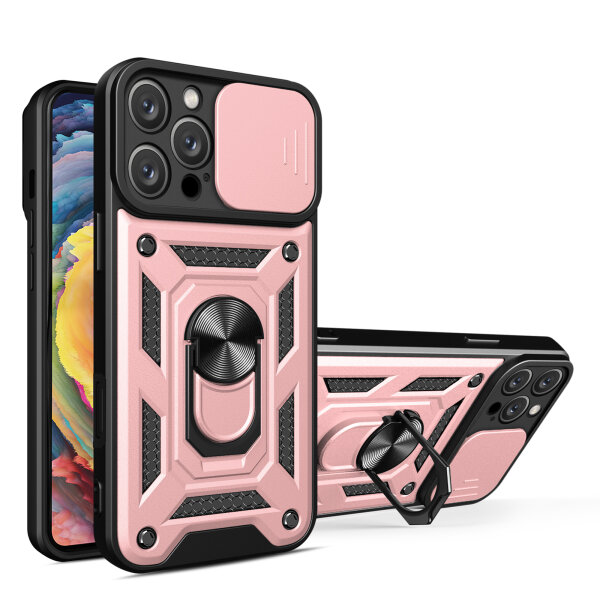 Handyhülle für Apple iPhone 16 Pro Max – Ring Panzer Case Roségold