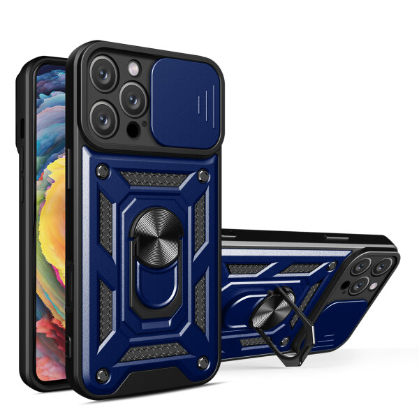 Handyhülle für Apple iPhone 16 Pro Max – Ring Panzer Case Blau