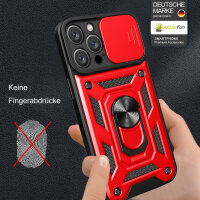 Handyhülle für Apple iPhone 16 Pro Max – Ring Panzer Case Rot