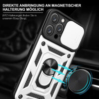 Handyhülle für Apple iPhone 16 Pro Max – Ring Panzer Case Silber