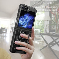 Outdoor Panzer Hülle für Samsung Galaxy Z Flip 6 mit Kameraschutz Ringhalter in Schwarz